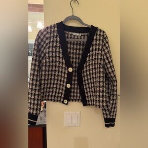 Dex Black and Cream Patterned Cardigan